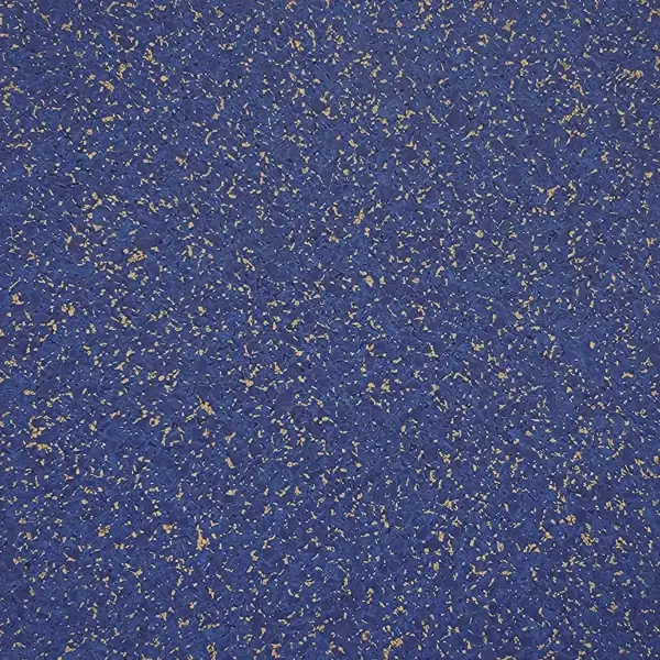Blue rubber flooring with yellow specks